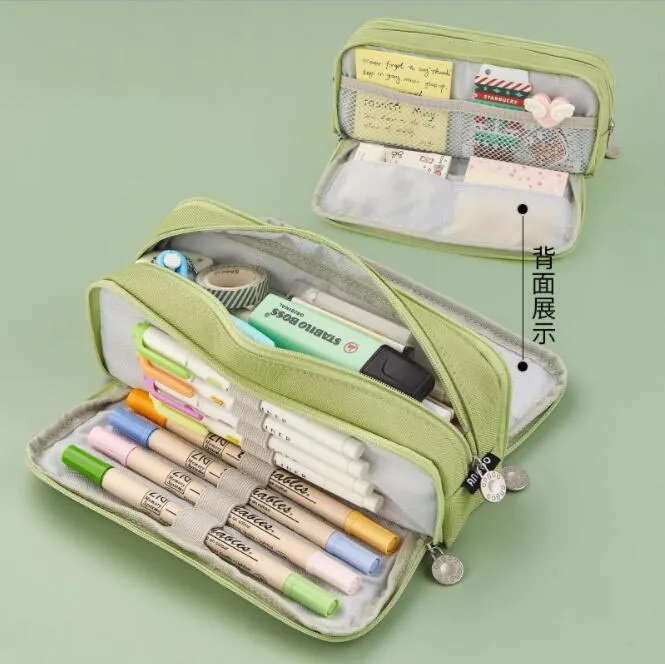 Large Capacity Pencil Pen Case Big Capacity Storage Bag Pouch Box Stationery Organizer with Zippers for Office and School