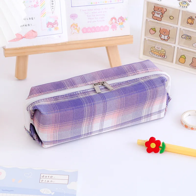 Multifunction Fashion School Stationery Pen Bag Student Canvas Zipper Pencil Case