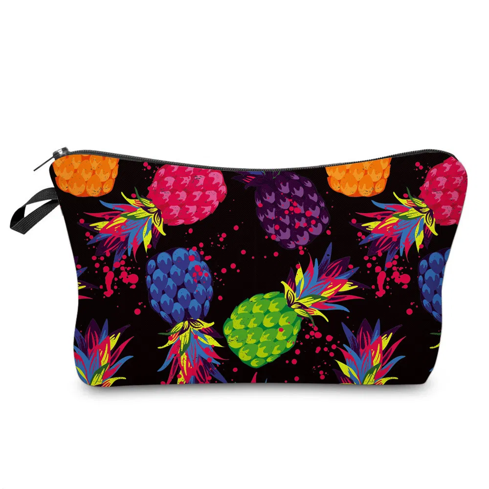 Wholesale Custom Pineapple Print Pencil Pouch Lady Cosmetic Bag with Logo
