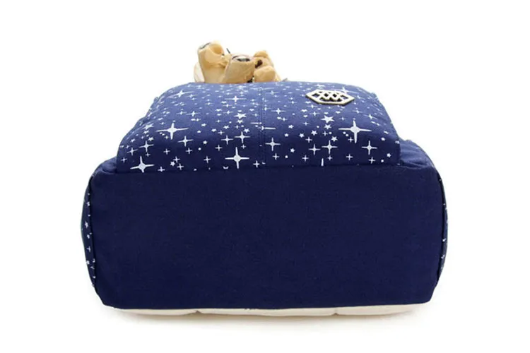 3PCS Casual Star Print Canvas Top Name Brand Kids School Bag Set