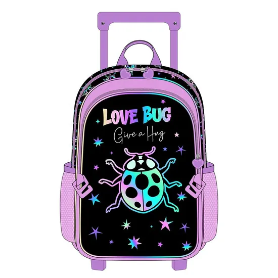 Wholesale 17inch Cartoon Kids Trolley Bag School Wheeled Backpack School Rolling Backpack with Wheels for Girls