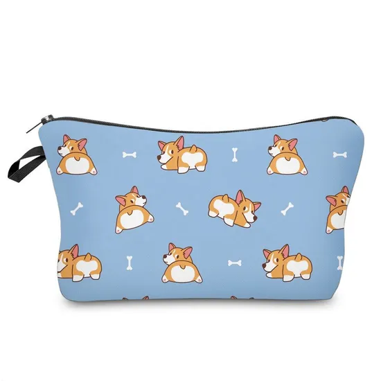 2023 New Customized Cartoon Cute Dog Pencil Pouch Lady Cosmetic Makeup Bag