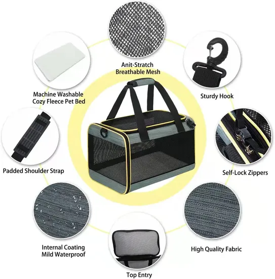 Factory Custom Soft Side Pet Travel Carrier Airline Approved Pet Carrier for Dog and Cat