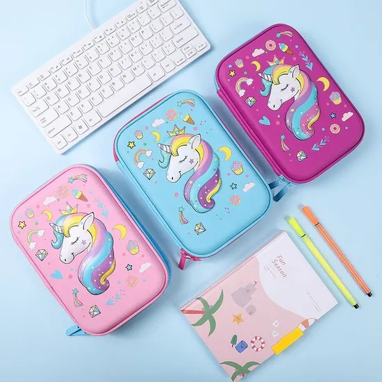New Large Capacity Pen Bag Cute Cartoon Unicorn Pencil Case with Zipper