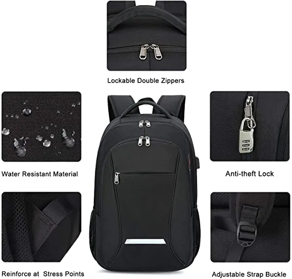 Customized Casual Travel Durable Anti Theft Laptop Backpack with USB Charging Port School Students Daypack Backpack