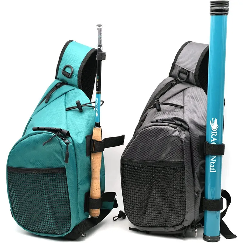Factory Wholesale Outdoor Fishing Gear Bags with Multifunctional Waterproof Blue-Green Diagonal Strap Small Bags