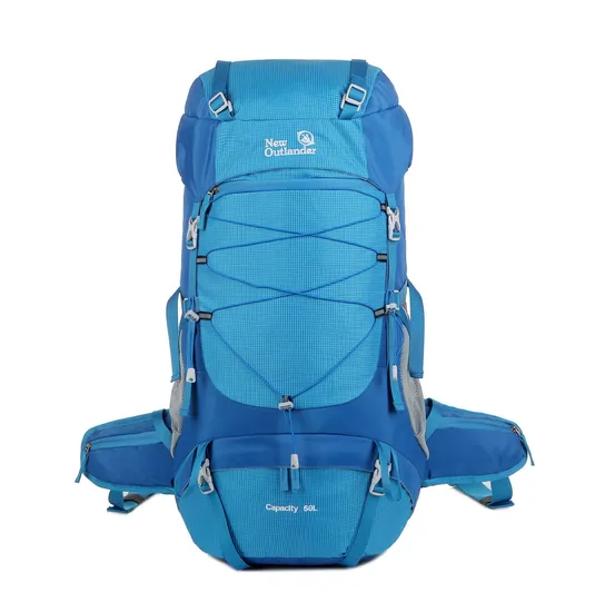 New Factory Outdoor Mountaineering Bag 50L High Capacity Nylon Travel Camping Backpack