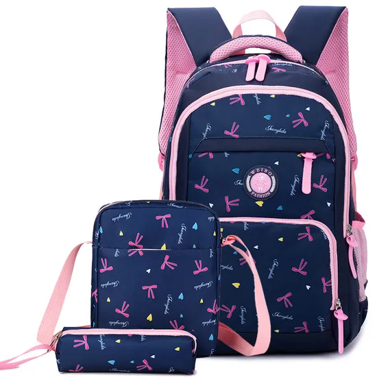Factory Primary and Secondary School Students Bag Fashion Casual Backpack Three Piece Set
