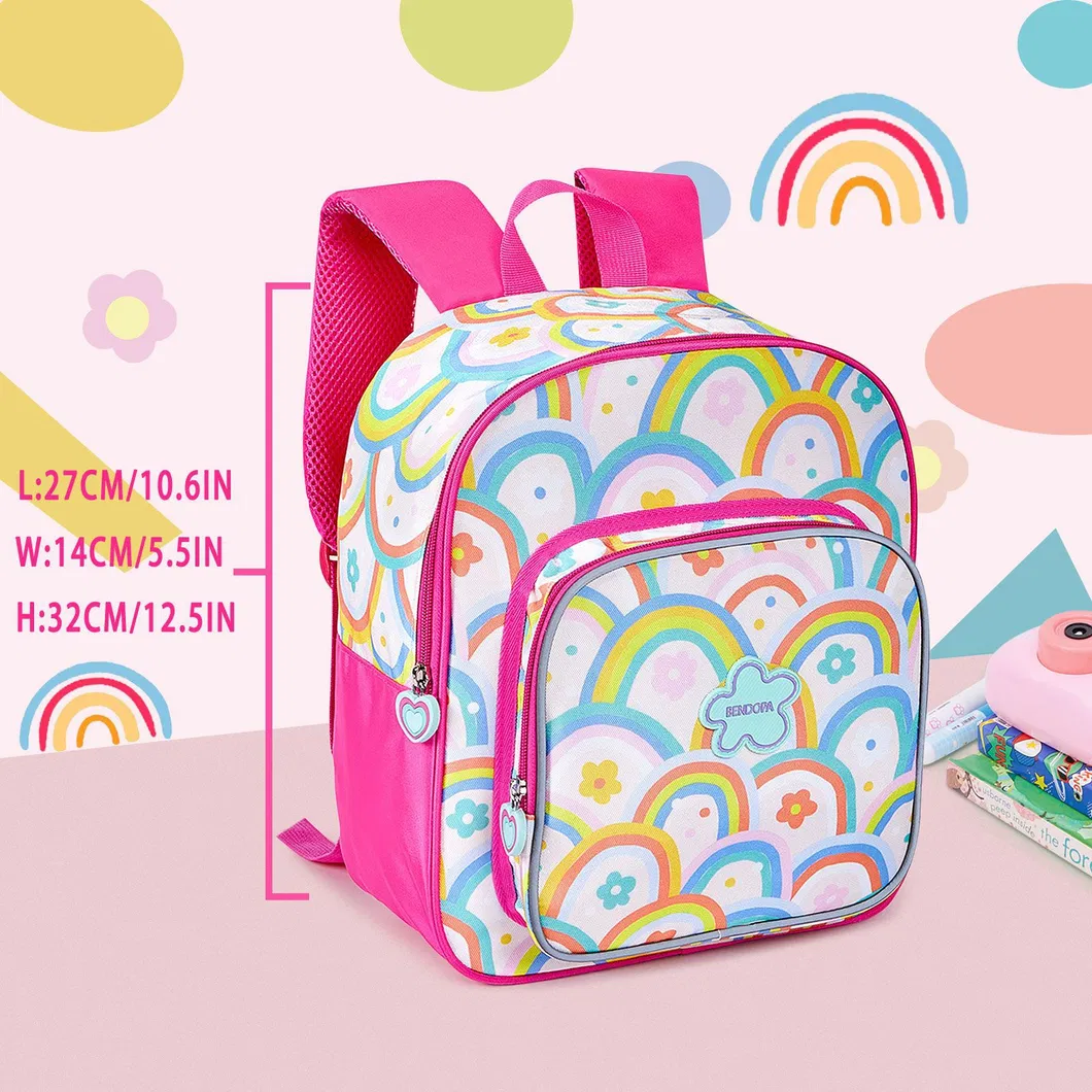 Factory Customized Rainbow Children&prime;s Backpack Elementary School Girl 3 Piece Set Backpack