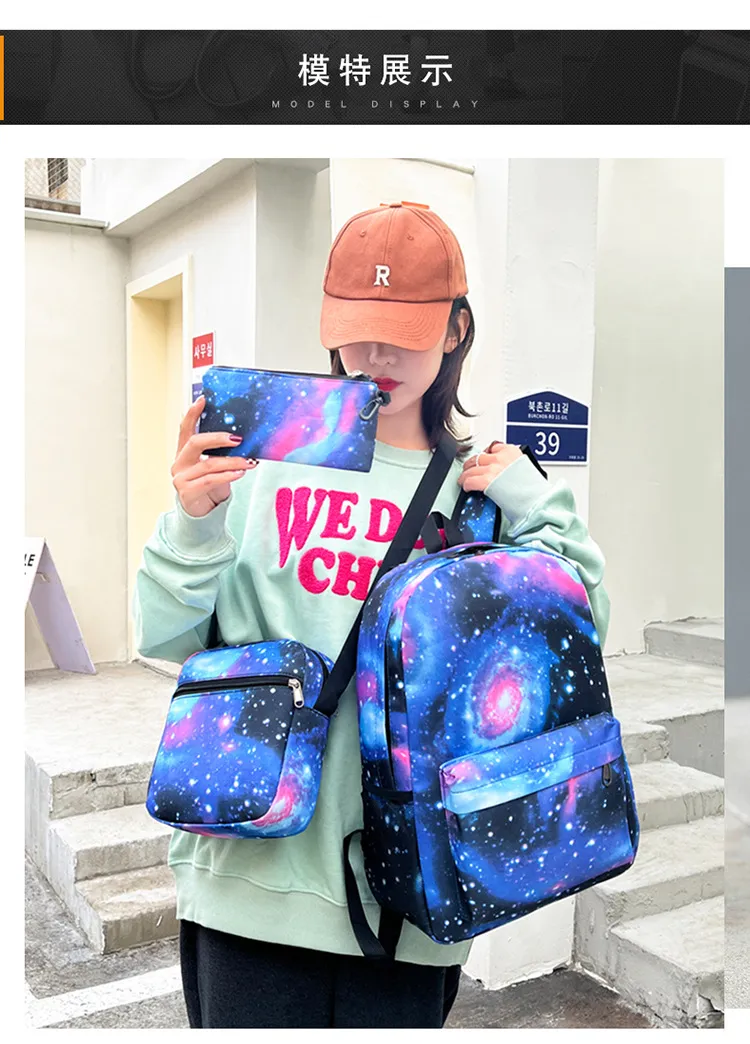 Cartoon Custom Design Backpack Student Pencil Case Single Shoulder Bag Backpack Three Piece Set