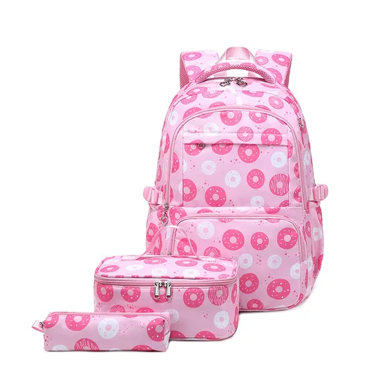 2024 New Cute Three Piece Set for Middle School Students with Printed Large Capacity Backpack