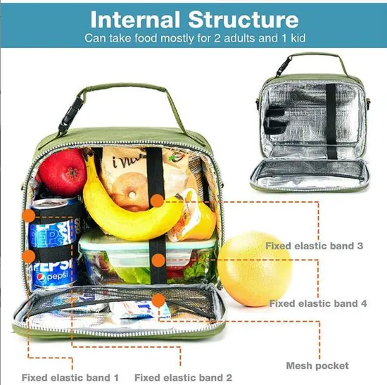 Custom Printed Lunch Bag for Office Travel Picnic Portable Food Takeway Shoulder Bag Thermal Insulated Cooler Bag