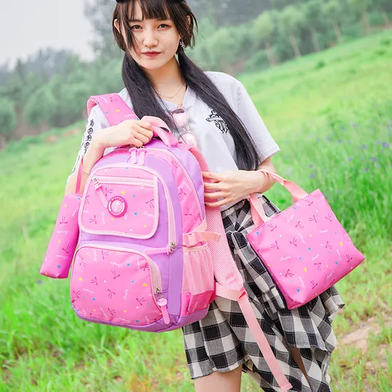New Three Piece Set of Casual Waterproof Lightweight Backpack for Primary and Secondary School Students