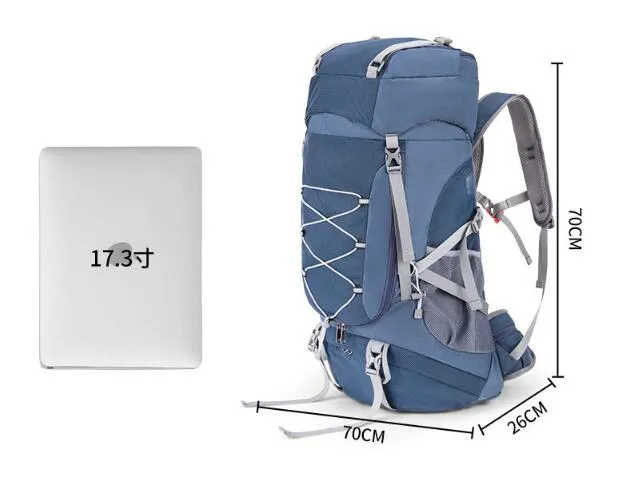 70L Mountain Backpack with Rain Cover Outdoor Climbing Camping Hiking Backpack