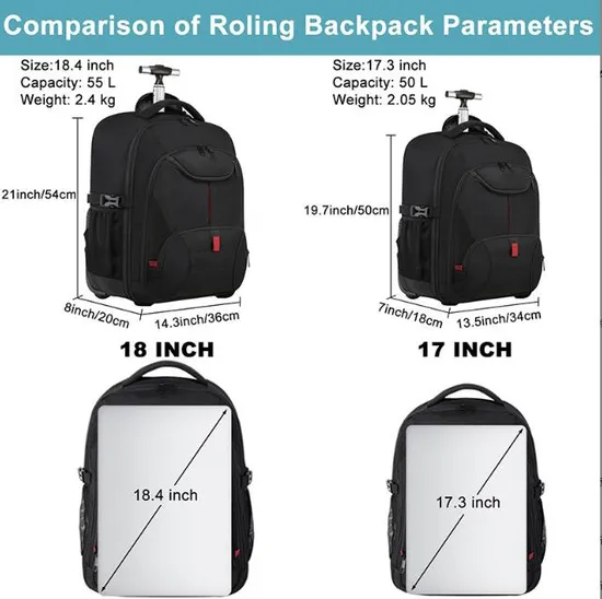 Waterproof Wheeled Travel Laptop Backpack Carry on Luggage Bag Trolley Suitcase Business College School Computer Rolling Backpack