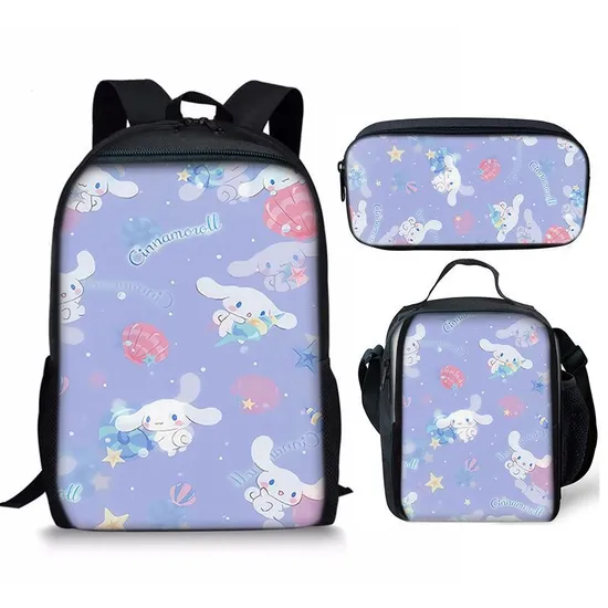 Cinnamoroll Big Ear Dog Primary and Secondary School Student School Backpack Three Piece Set