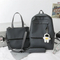Trendy Fashionable Leather Film Large Capacity Middle School Student Three Piece Set Backpack