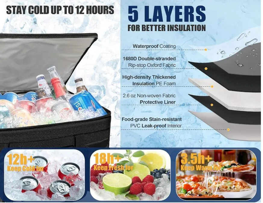 Insulated Promotional Can Cooler Bags for Food Package, Insulated Picnic Lunch Bag Large Soft Cooler Bag for Outdoor/Camping/BBQ/Travel