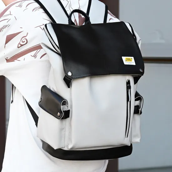 15.6-Inch Computer PU Backpack Large Capacity Splash Proof Backpack