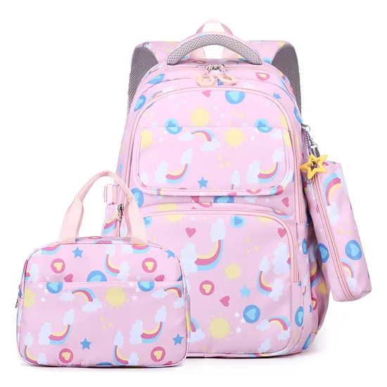 Three Piece Primary School Backpack Set Lightweight Large Capacity Backpack