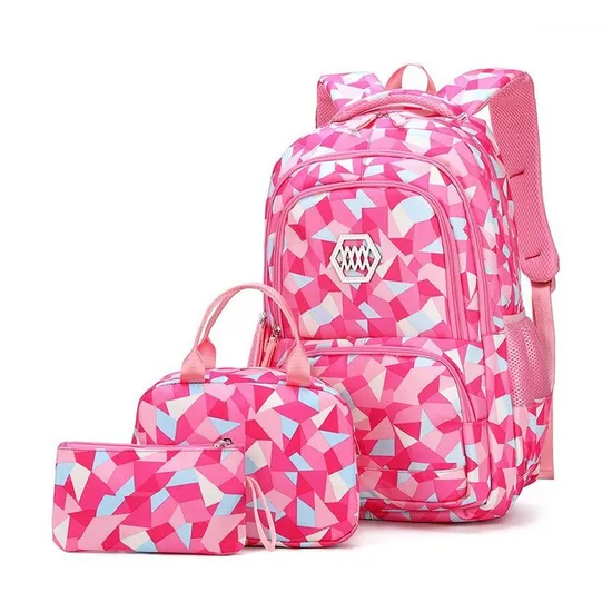 Three Piece Children Backpack Primary and Secondary School Girl Nylon Camouflage Backpack