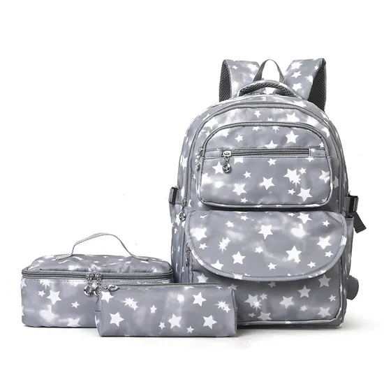 2024 New Backpack for Female High School Students Three Piece Set Simple Backpack