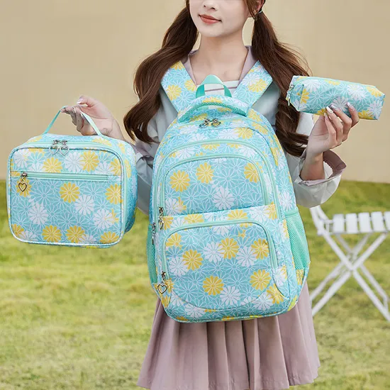2024 New Printed High School Girls Bag Large Capacity Three Piece Backpack