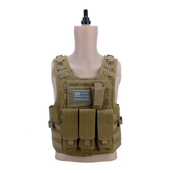Training Lightweight and Multifunctional Outdoor Camouflage Triple Pocket Tactical Vest with Quick Detachable Vest