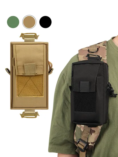 Shoulder Strap Hanging Bag Outdoor Tactical Bag Molle Accessory Walkie Talkie Phone Bag