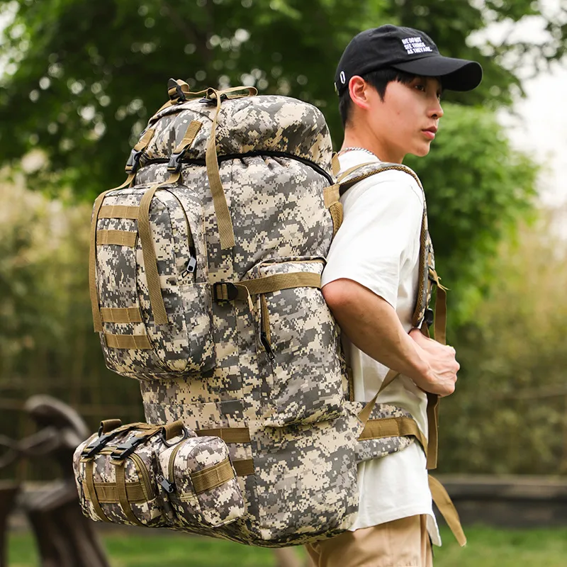 100L Large Capacity Camouflage Waterproof Sports Backpack Outdoor Camping Backpack