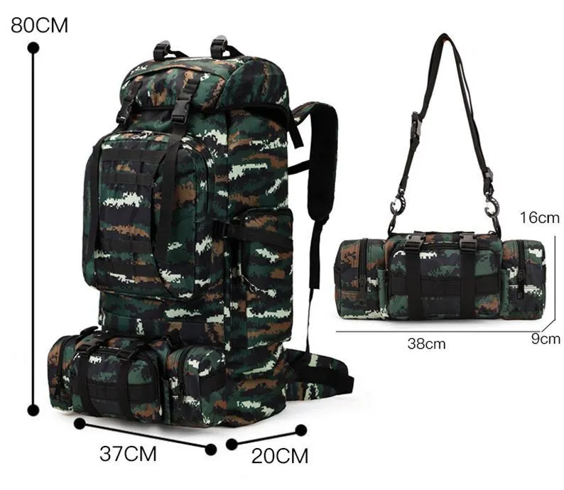 100L Large Capacity Camouflage Waterproof Sports Backpack Outdoor Camping Backpack