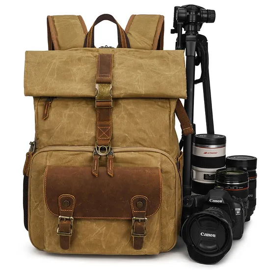 Wholesale of Shoulder Photography Bag Contrasting Waterproof Canvas DSLR Digital Bag Retro Camera Backpack