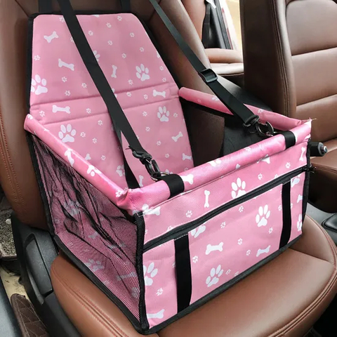 Dog Car Seat Portable Pet Booster Car Seat with Clip-on Safety Leash and PVC Support Small Pets