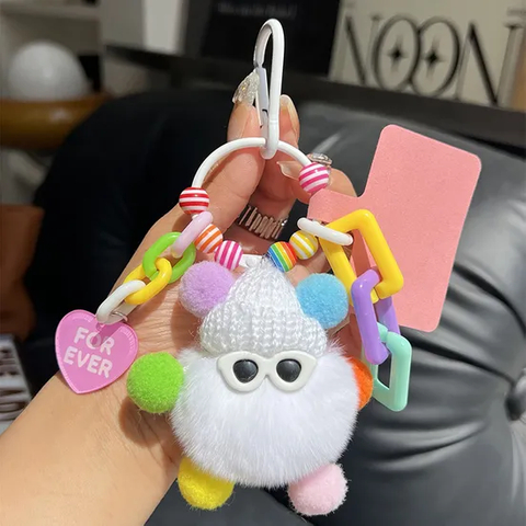 Cute Bag Hanging Rex Rabbit Hair Small Briquettes Plush Doll Small Briquettes Car Key Chain Mobile Phone Pendant