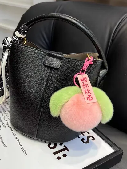 Boutique Rabbit Plush Fruit Keychain Pendant Persimmon Grape Apple Peach Book Bag Pendant Gift