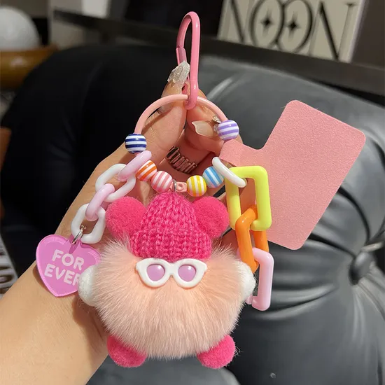 Factory Sale Custom OEM 8cm Cute Plush Small Briquette Rabbit Keyring Car Schoolbag Keychain