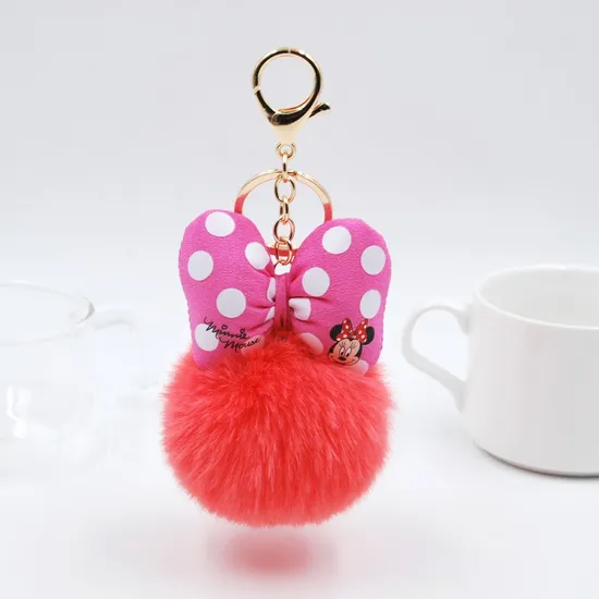 Kawaii Cute Plush Fur Ball Fluffy POM POM Cartoon Hairball Bag Keychain Pendant Car Key Ring
