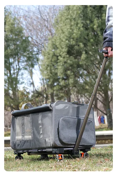 Dog Cat Carrier with Wheels Trolley Pet Carrier Bag with Removable Wheels