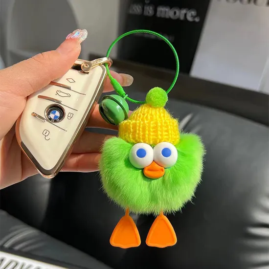 Hot Selling Imitation Fur Cute Duck Keychain Fur Ball Toys Keyring Cute Doll Pendant