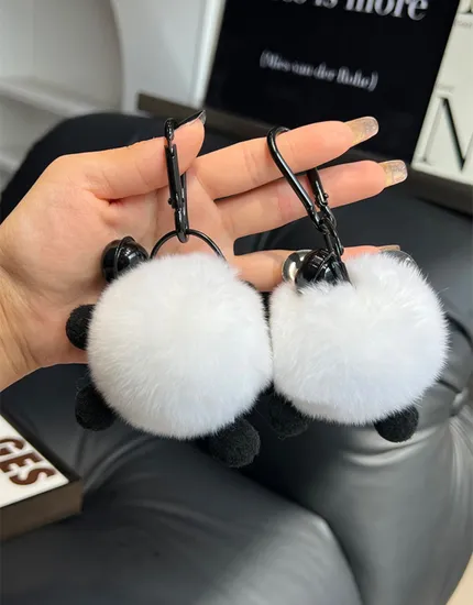 New Soft and Cute Rabbit Red Panda Pendant Personalized Rabbit Hair Car Keychain