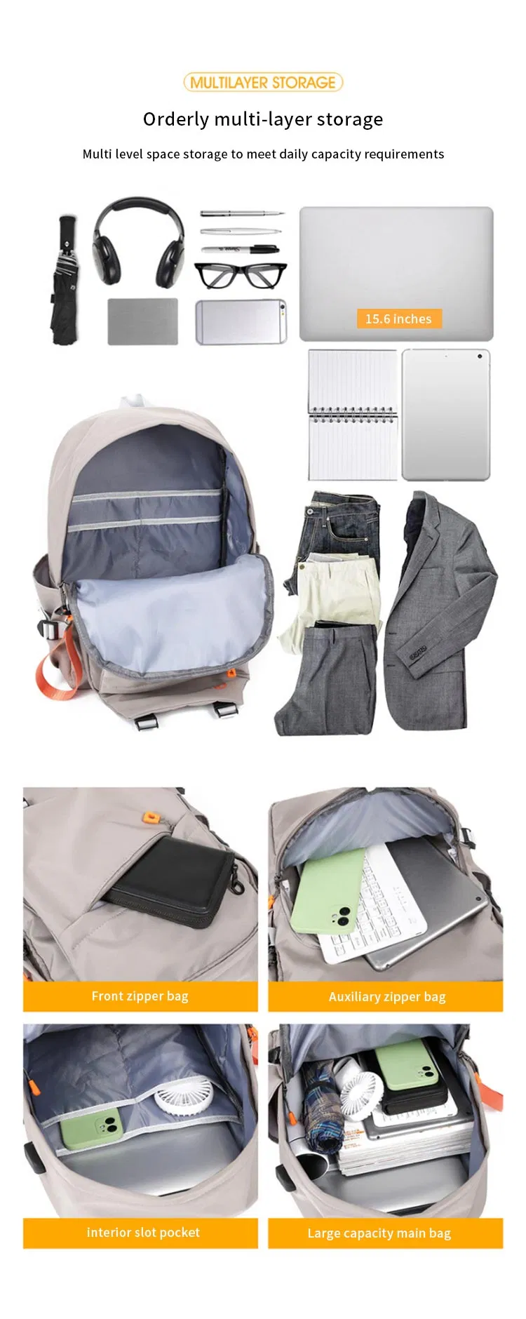 New Men&prime;s Business Girls Leisure Travel Bags Student School Computer Laptop Backpack