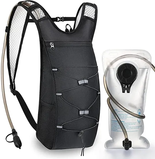 Hydration Backpack with 70oz Water Bladder 2 Waist Pouch Water Pack Lightweight Nylon Hydration Pack for Hiking Camping Cycling