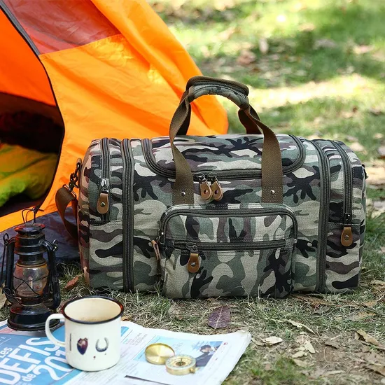 Custom Factory Low Price High Density Cotton Canvas Duffle Bag for Travel 50L Duffel Overnight Weekender Bag