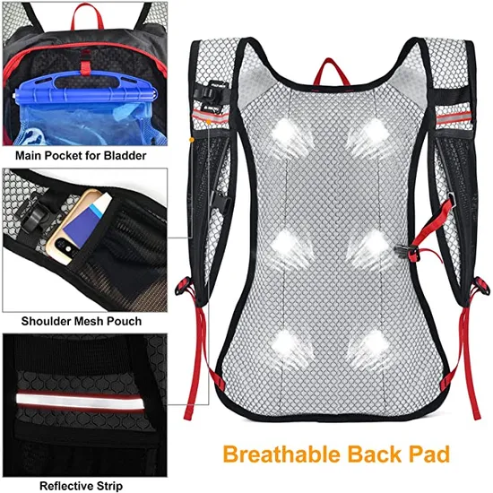 Factory Custom Outdoor Sports Hydration Pack with 2L Water Bladder Cycling Backpack Motor Driving Hiking Walking Bag