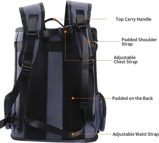 Custom Pet Carrier Strap Foldable Travel Backpack with Internal Seat Belt
