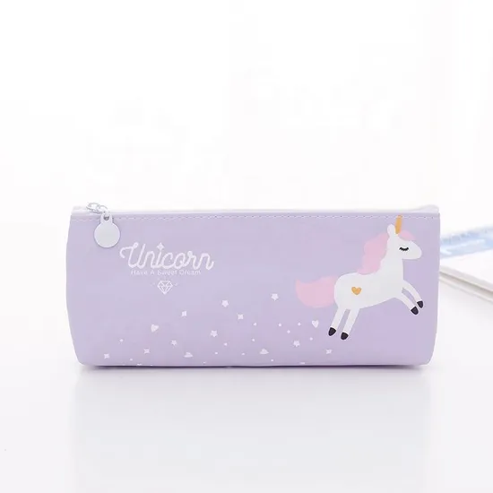 Creative Stationery Cartoon Cute PU Leather Unicorn Pencil Bag
