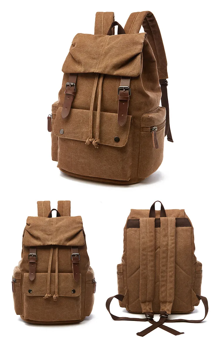 Designer Retro Style Backpacks Durable Canvas Backpack Laptop 15 Inch