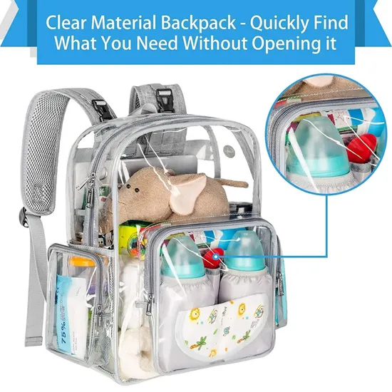 Custom Stylish Holographic School Bag Outdoor Waterproof Clear Transparent PVC Student Backpack