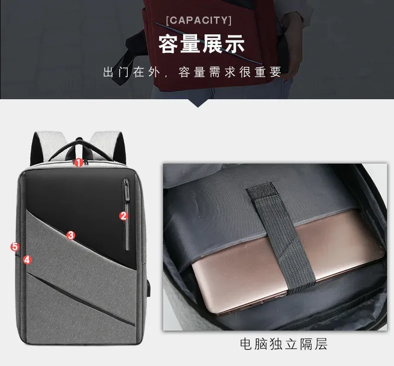 Custom Logo Laptop Backpack New Men&prime;s Business Multi-Functions USB Charging Shoulder Laptop Backpack