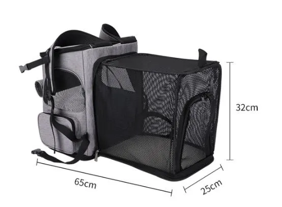 Custom Logo Foldable Portable Collapsible Puppy Black Grey Petcarrier Bag